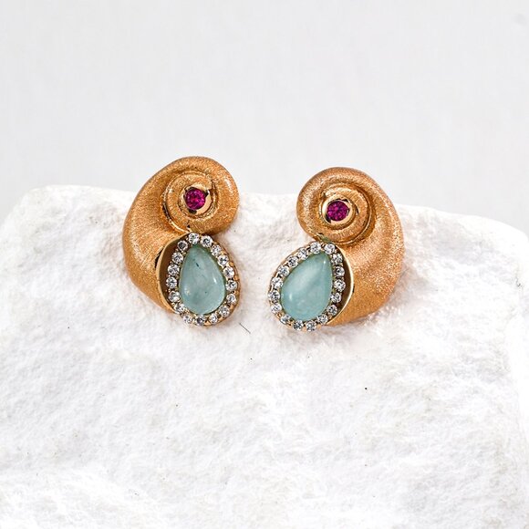 🐚 Mythical Nautilus Shell Stud Earrings 🐚 Handmade Original Design S925 - Picture 2 of 4